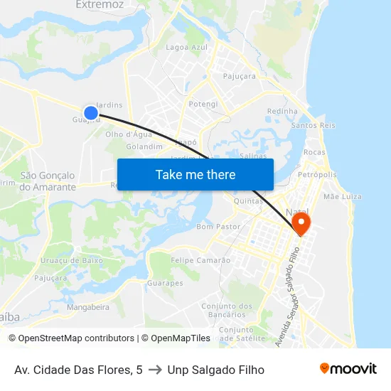Av. Cidade Das Flores, 5 to Unp Salgado Filho map