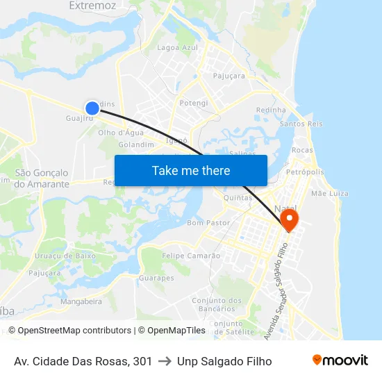 Av. Cidade Das Rosas, 301 to Unp Salgado Filho map