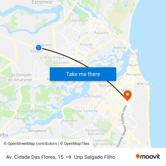 Av. Cidade Das Flores, 15 to Unp Salgado Filho map