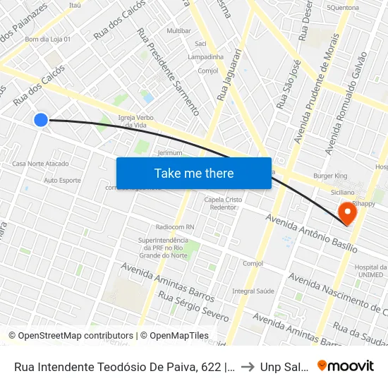 Rua Intendente Teodósio De Paiva, 622 | Vale Do Pará - Loja 9 / Vale Madeiras to Unp Salgado Filho map