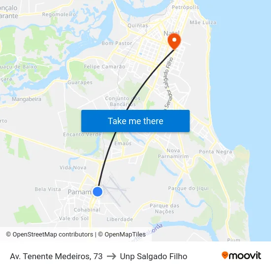 Av. Tenente Medeiros, 73 to Unp Salgado Filho map