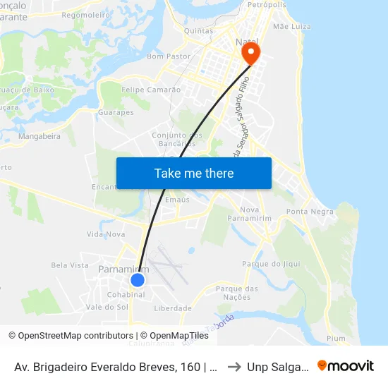 Av. Brigadeiro Everaldo Breves, 160 | Parnamirim Shopping to Unp Salgado Filho map