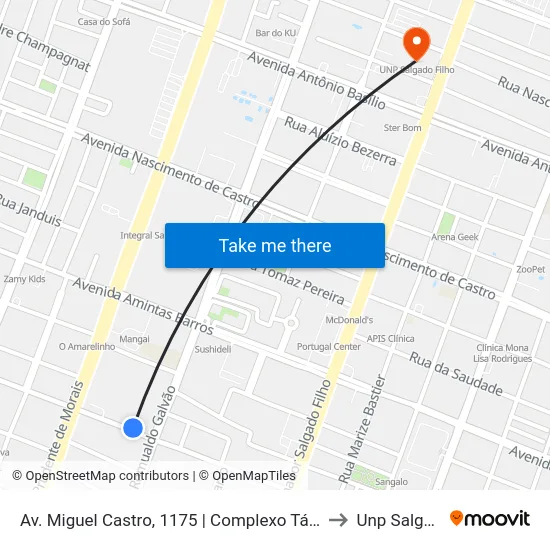 Av. Miguel Castro, 1175 | Complexo Tático Operacional Da Pmrn to Unp Salgado Filho map