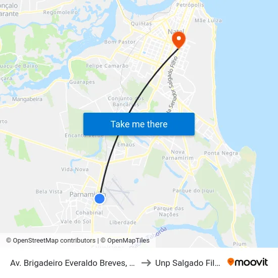 Av. Brigadeiro Everaldo Breves, 41 to Unp Salgado Filho map