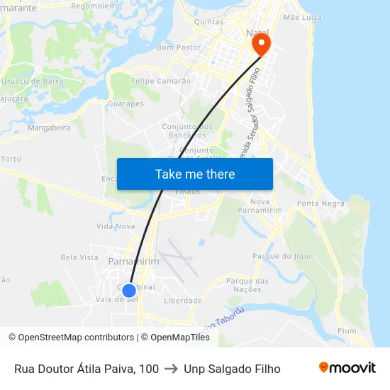 Rua Doutor Átila Paiva, 100 to Unp Salgado Filho map
