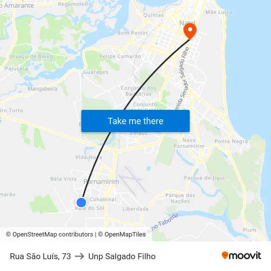 Rua São Luís, 73 to Unp Salgado Filho map