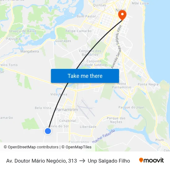 Av. Doutor Mário Negócio, 313 to Unp Salgado Filho map