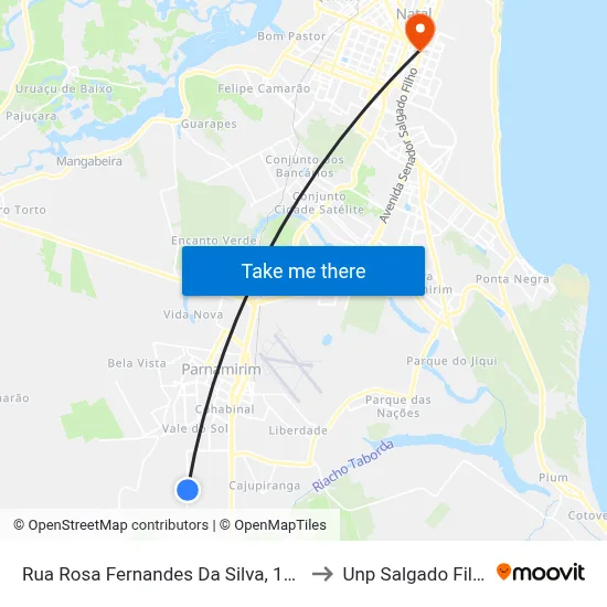 Rua Rosa Fernandes Da Silva, 1515 to Unp Salgado Filho map