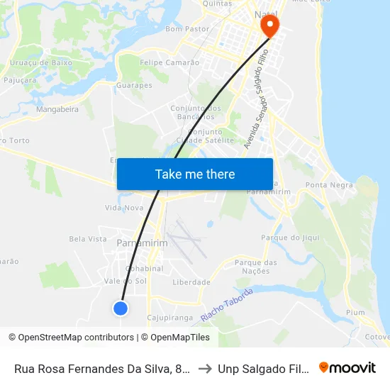 Rua Rosa Fernandes Da Silva, 869 to Unp Salgado Filho map