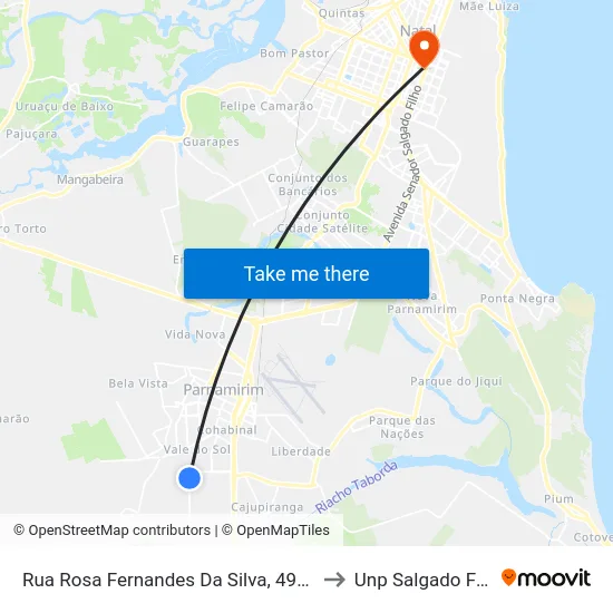 Rua Rosa Fernandes Da Silva, 495-539 to Unp Salgado Filho map