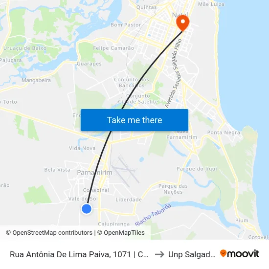 Rua Antônia De Lima Paiva, 1071 | Coohabinal Village to Unp Salgado Filho map