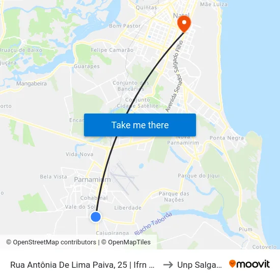 Rua Antônia De Lima Paiva, 25 | Ifrn Campus Parnamirim to Unp Salgado Filho map