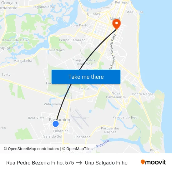 Rua Pedro Bezerra Filho, 575 to Unp Salgado Filho map