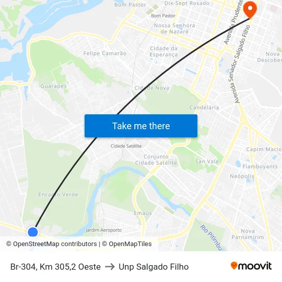 Br-304, Km 305,2 Oeste to Unp Salgado Filho map