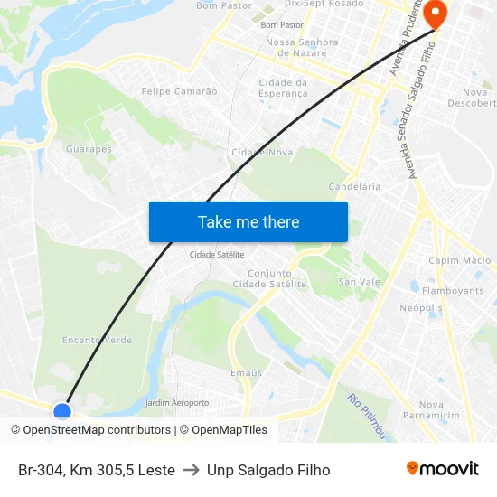Br-304, Km 305,5 Leste to Unp Salgado Filho map