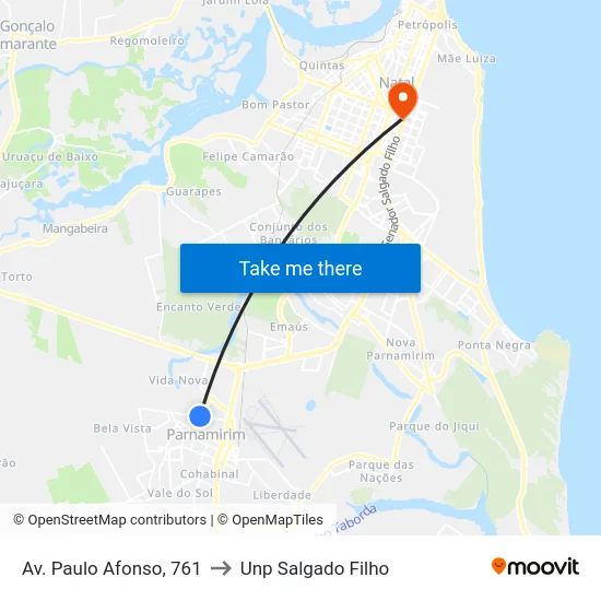 Av. Paulo Afonso, 761 to Unp Salgado Filho map