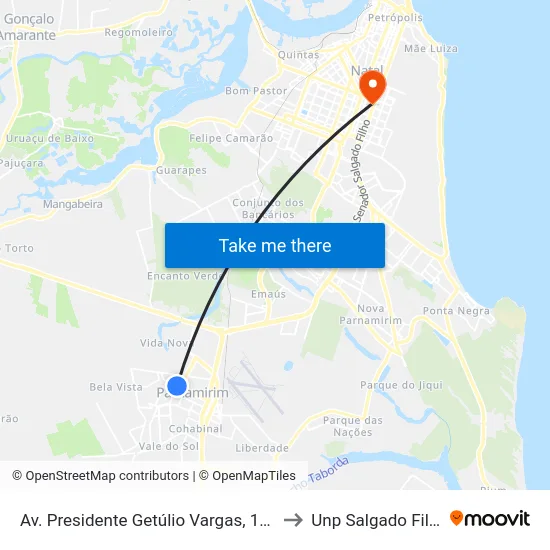 Av. Presidente Getúlio Vargas, 1576 to Unp Salgado Filho map