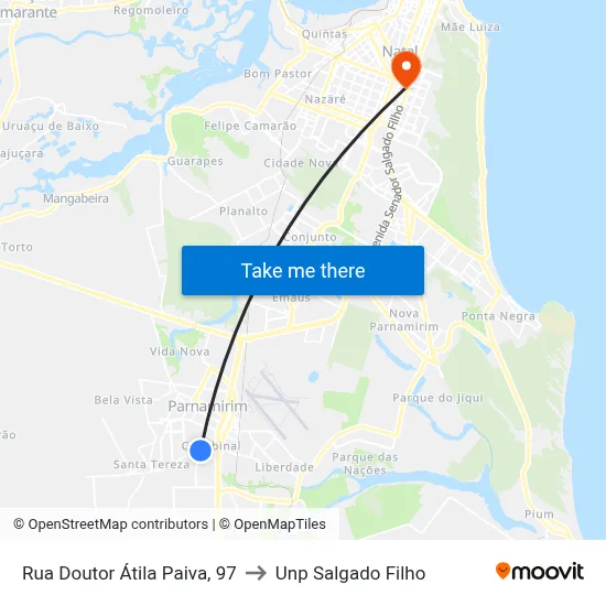 Rua Doutor Átila Paiva, 97 to Unp Salgado Filho map