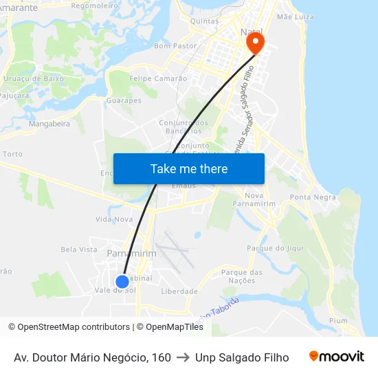 Av. Doutor Mário Negócio, 160 to Unp Salgado Filho map