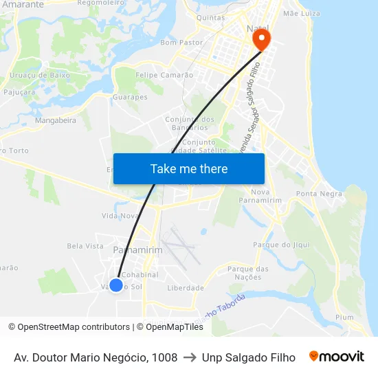 Av. Doutor Mario Negócio, 1008 to Unp Salgado Filho map