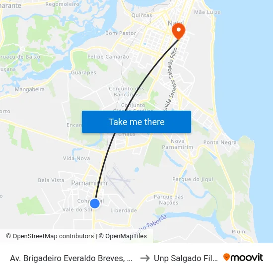 Av. Brigadeiro Everaldo Breves, 519 to Unp Salgado Filho map