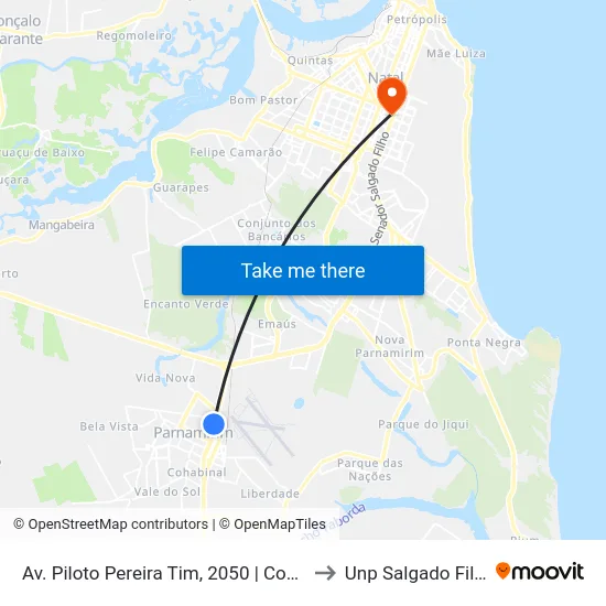 Av. Piloto Pereira Tim, 2050 | Comjol to Unp Salgado Filho map
