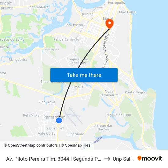 Av. Piloto Pereira Tim, 3044 | Segunda Passarela / Mar Vermelho Distribuidora to Unp Salgado Filho map