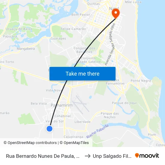 Rua Bernardo Nunes De Paula, 350 to Unp Salgado Filho map