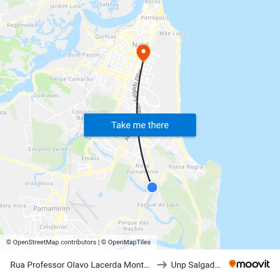 Rua Professor Olavo Lacerda Montenegro, 9201 to Unp Salgado Filho map