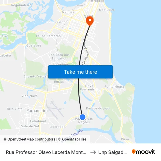 Rua Professor Olavo Lacerda Montenegro, 4400 to Unp Salgado Filho map