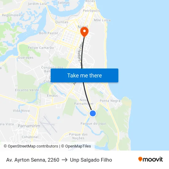 Av. Ayrton Senna, 2260 to Unp Salgado Filho map