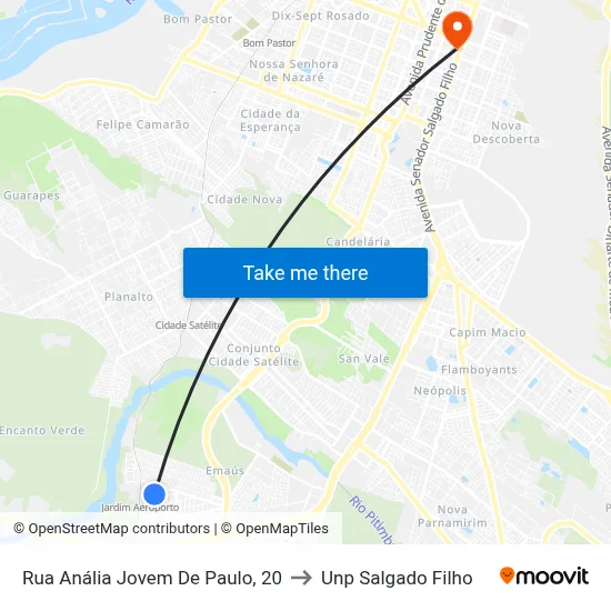 Rua Anália Jovem De Paulo, 20 to Unp Salgado Filho map