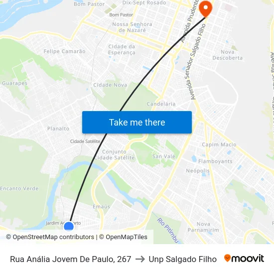 Rua Anália Jovem De Paulo, 267 to Unp Salgado Filho map