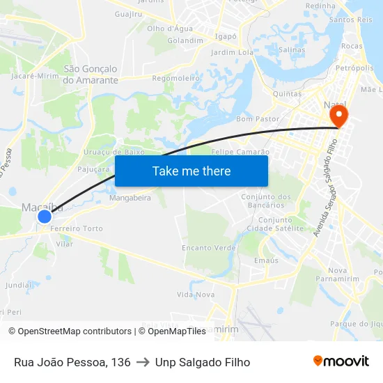 Rua João Pessoa, 136 to Unp Salgado Filho map