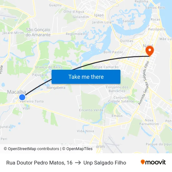 Rua Doutor Pedro Matos, 16 to Unp Salgado Filho map