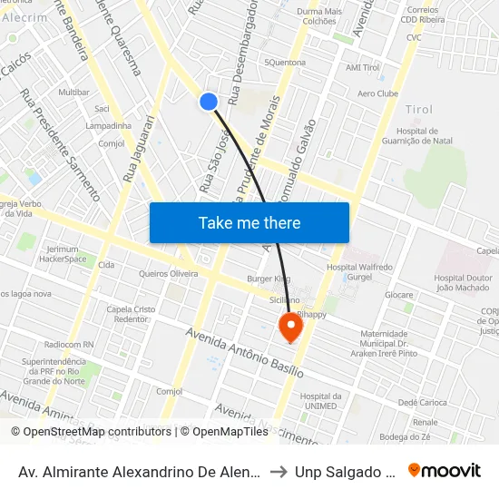 Av. Almirante Alexandrino De Alencar, 917 to Unp Salgado Filho map