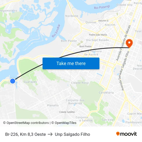 Br-226, Km 8,3 Oeste to Unp Salgado Filho map