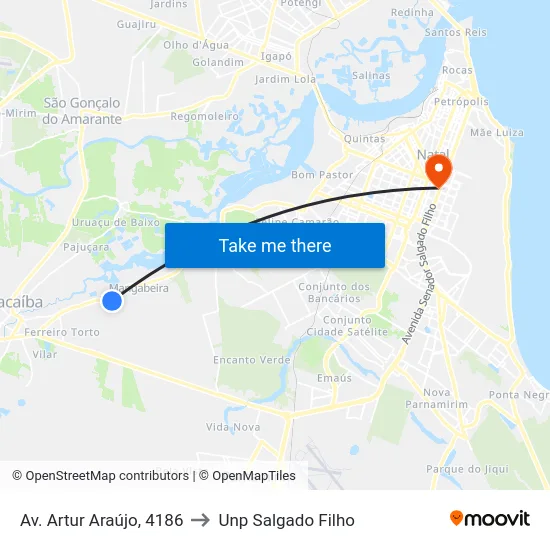 Av. Artur Araújo, 4186 to Unp Salgado Filho map