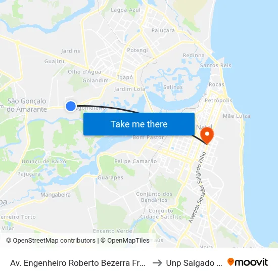 Av. Engenheiro Roberto Bezerra Freire, 1020 to Unp Salgado Filho map