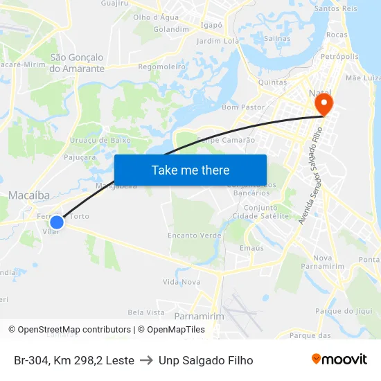 Br-304, Km 298,2 Leste to Unp Salgado Filho map