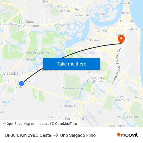 Br-304, Km 298,3 Oeste to Unp Salgado Filho map