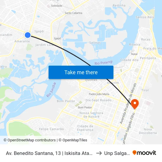 Av. Benedito Santana, 13 | Iskisita Atacado / Nordestão Igapó to Unp Salgado Filho map