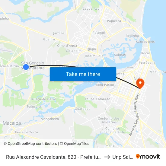 Rua Alexandre Cavalcante, 820 - Prefeitura Municipal De São Gonçalo Do Amarante to Unp Salgado Filho map