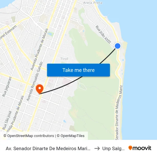 Av. Senador Dinarte De Medeiros Mariz, 550 | Acesso A Mãe Luíza to Unp Salgado Filho map