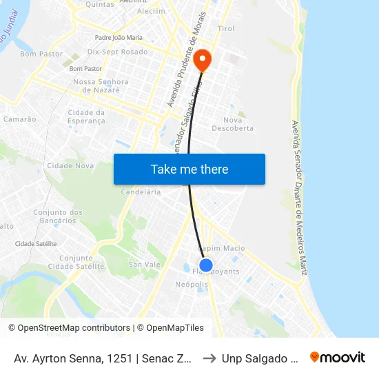 Av. Ayrton Senna, 1251 | Senac Zona Sul to Unp Salgado Filho map