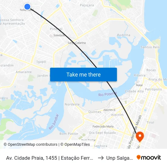 Av. Cidade Praia, 1455 | Estação Ferroviária Do Nova Natal to Unp Salgado Filho map