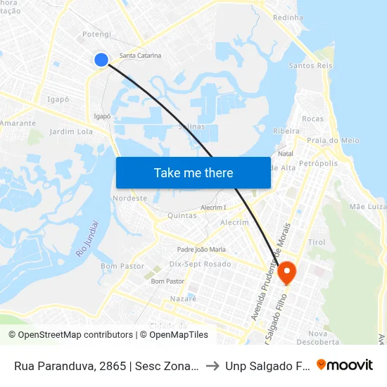 Rua Paranduva, 2865 | Sesc Zona Norte to Unp Salgado Filho map