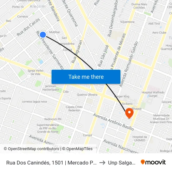 Rua Dos Canindés, 1501 | Mercado Público Do Alecrim to Unp Salgado Filho map