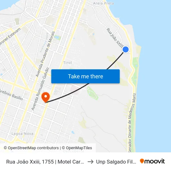 Rua João Xxiii, 1755 | Motel Caribe to Unp Salgado Filho map