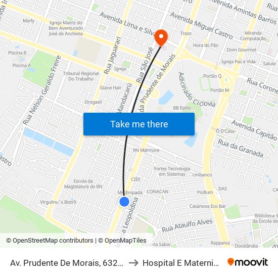 Av. Prudente De Morais, 6327 | Natal Pet Center to Hospital E Maternidade Promater map